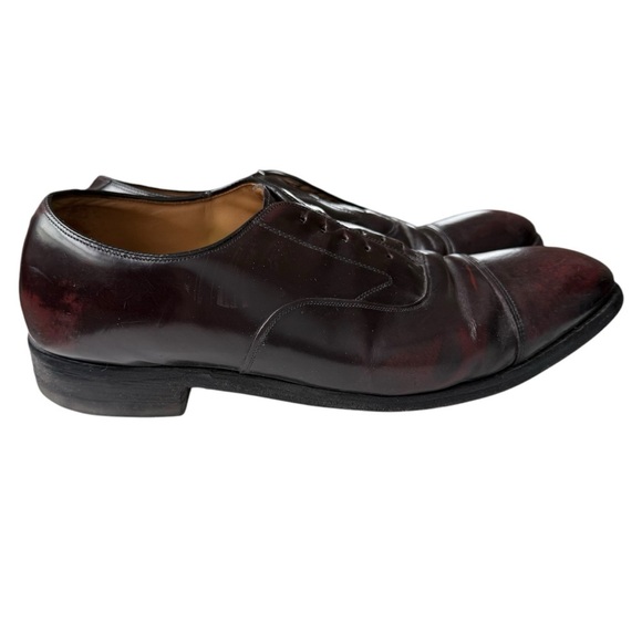 Johnston & Murphy Cap Toe Lace Up Oxford Shoes Burgundy Leather Men’s Size 10.5 - Picture 2 of 16